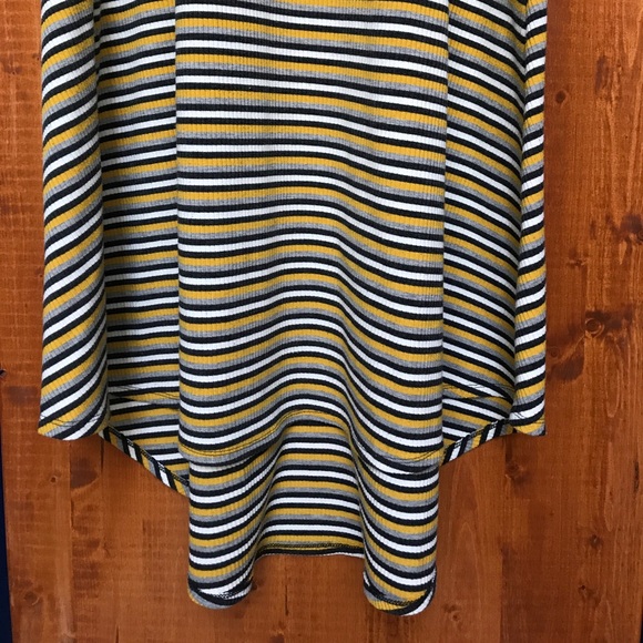 Luluroe yellow & gray striped Carly dress! - Picture 2 of 3